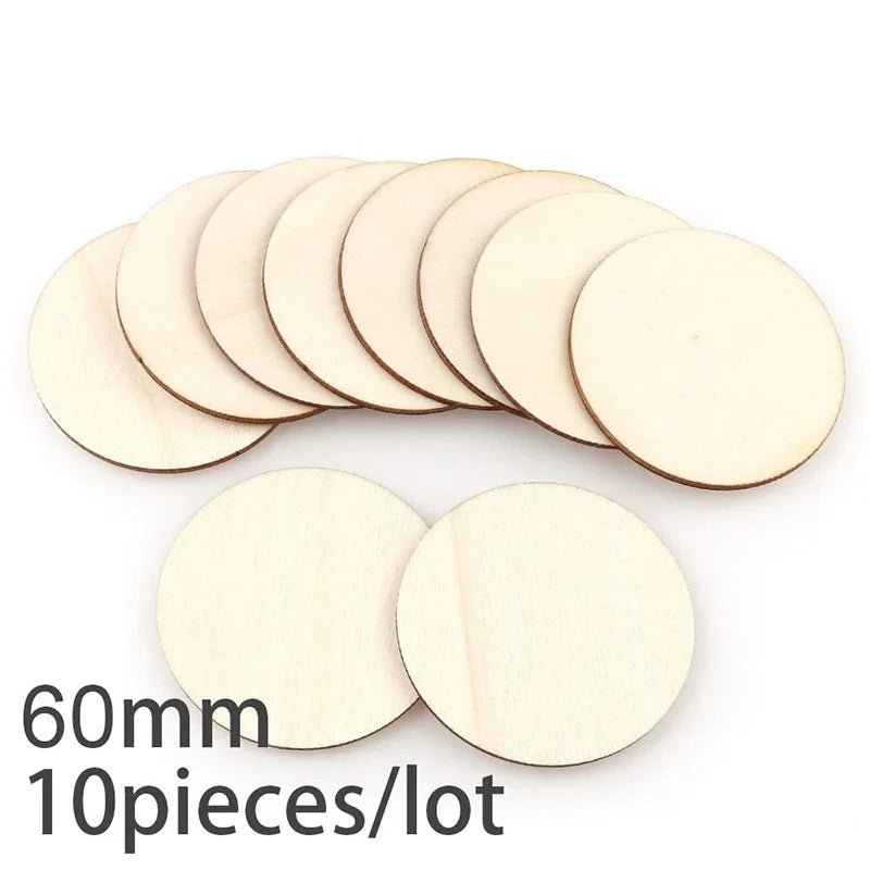 3mm Thickening 2 - 100Pcs 1cm - 10cm Unfinished Round Wood Slices DIY Crafts Wooden Circle Discs for Painting Wedding Ornament Decor - Kaiju Mafia