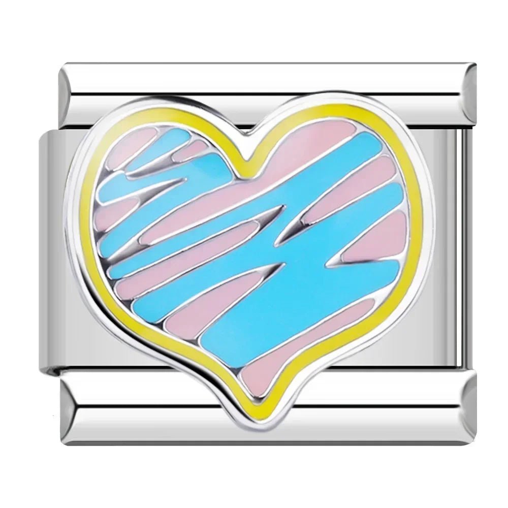 Hapiship Romantic Colour Heart Star Flwoer Tai Chi Italian Charm Links Fit 9mm Stainless Steel Bracelet Jewelry DIY Making DJ597 - Kaiju Mafia