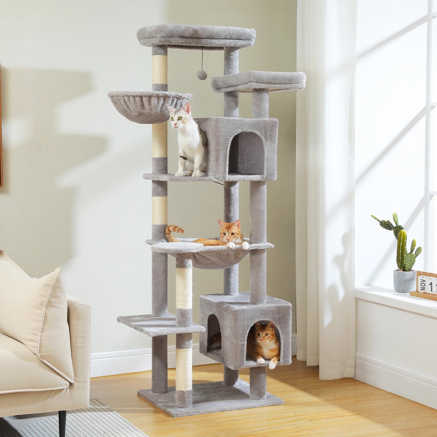 Ultimate Indoor Cat Tower - Multi-Level Plush Condo with Scratching Posts and Caves - Kaiju Mafia
