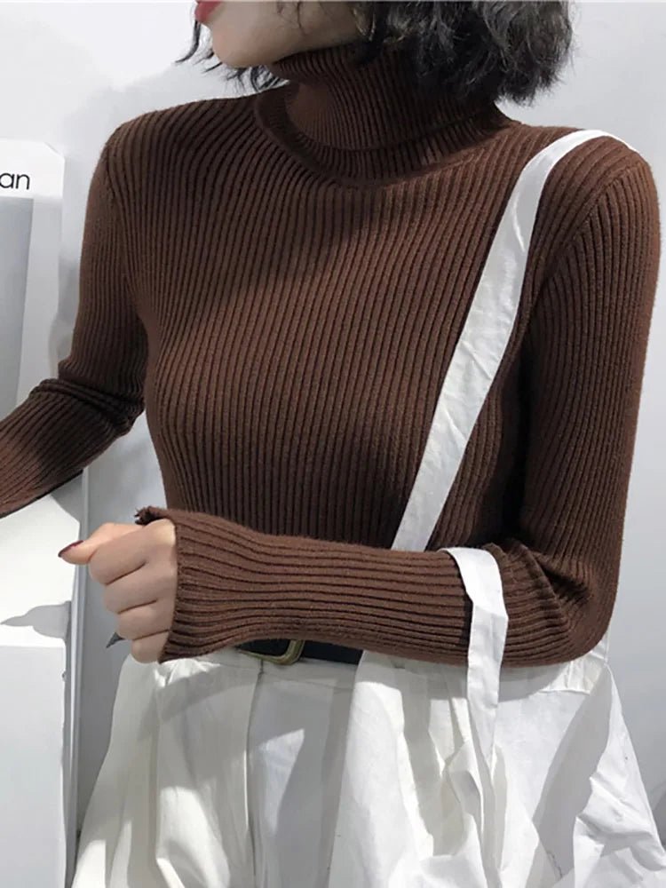 Womens Turtleneck Sweater 2024 Autumn Winter Tops - Slim Fit Pullover - Kaiju Mafia