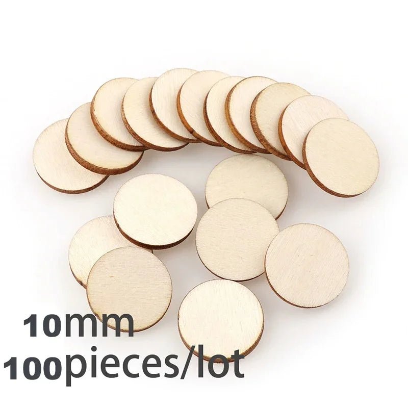 3mm Thickening 2 - 100Pcs 1cm - 10cm Unfinished Round Wood Slices DIY Crafts Wooden Circle Discs for Painting Wedding Ornament Decor - Kaiju Mafia