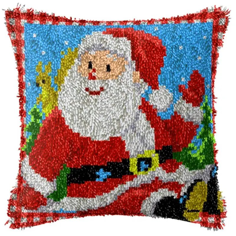 Snowman Elk Christmas Latch Hook Kits Smyrna Pillowcase Knot Pillow Package Latch Hook Kit Set For Needlework Embroidery Cushion - Kaiju Mafia