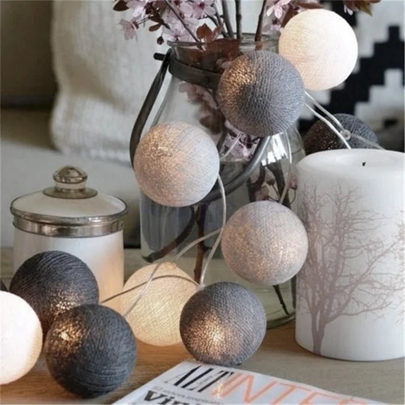 10/20/40 LED Cotton USB Balls String Christmas Fairy Lights Novelty Lamp Chain for Home Outdoor Garland Wedding Party Decoration - Kaiju Mafia