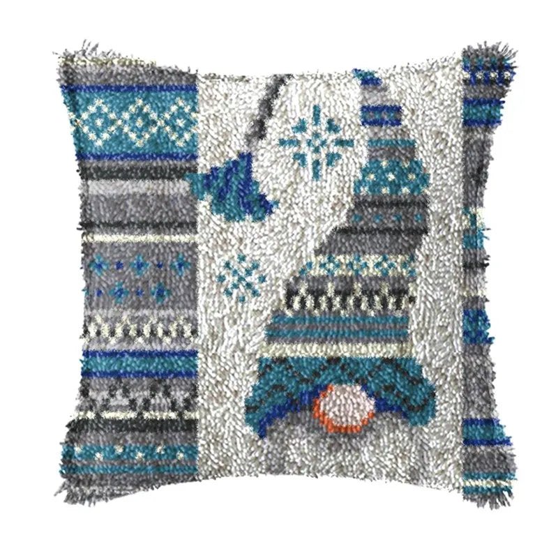 Snowman Elk Christmas Latch Hook Kits Smyrna Pillowcase Knot Pillow Package Latch Hook Kit Set For Needlework Embroidery Cushion - Kaiju Mafia