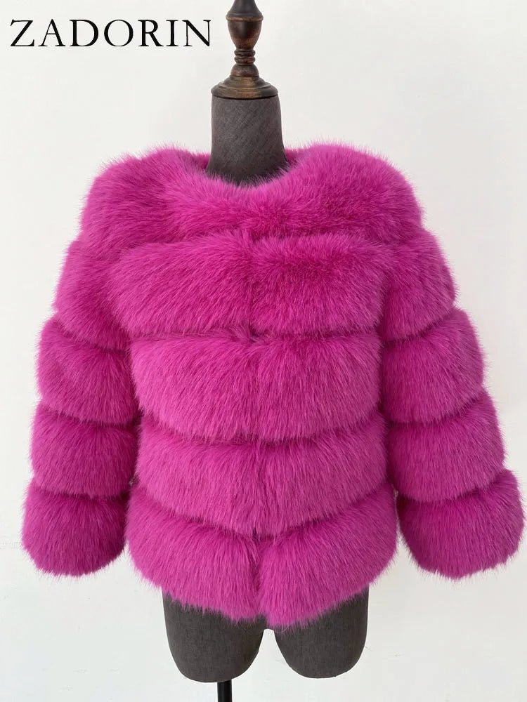 Elegant Black & White Fluffy Faux Fur Coat - Sizes S-6XL - Kaiju Mafia