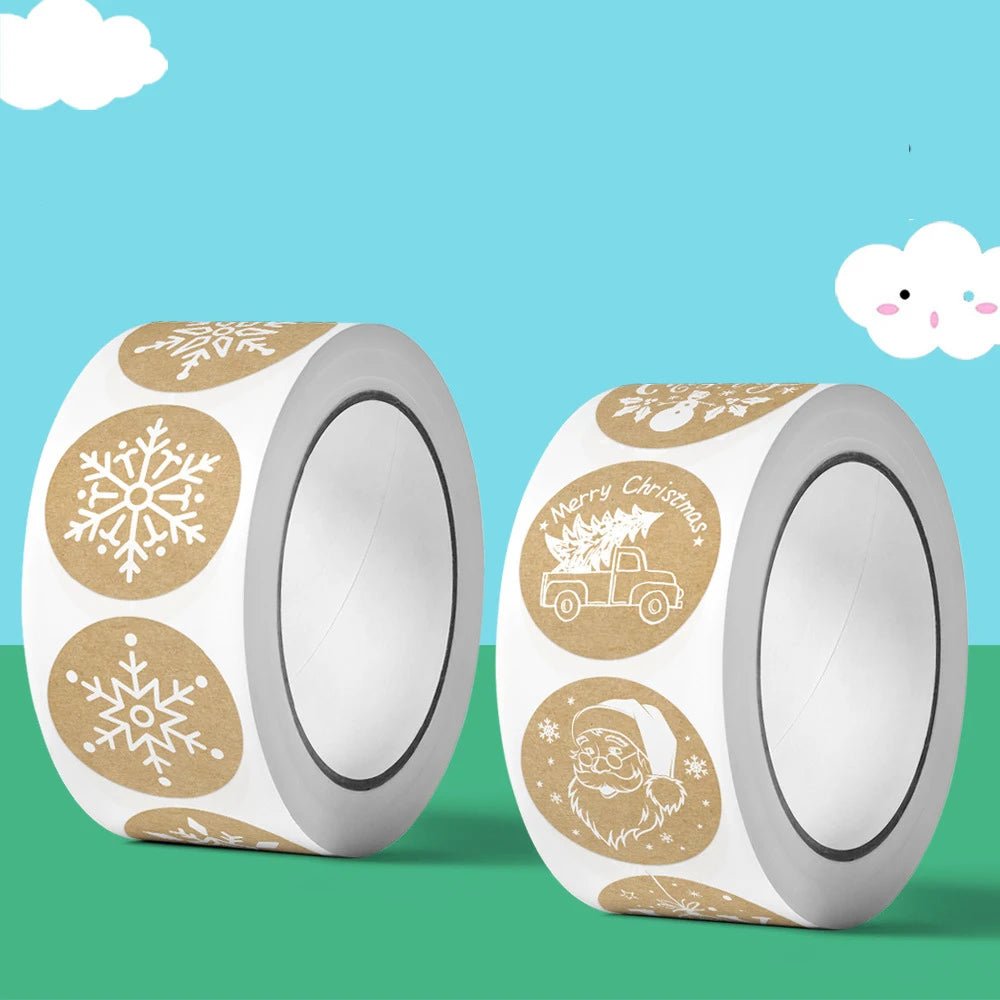 100 - 500pcs Kraft stickers Christmas Gift Decoration Sticker for Package Stationery stickers Festival happy decoration Seal Label - Kaiju Mafia