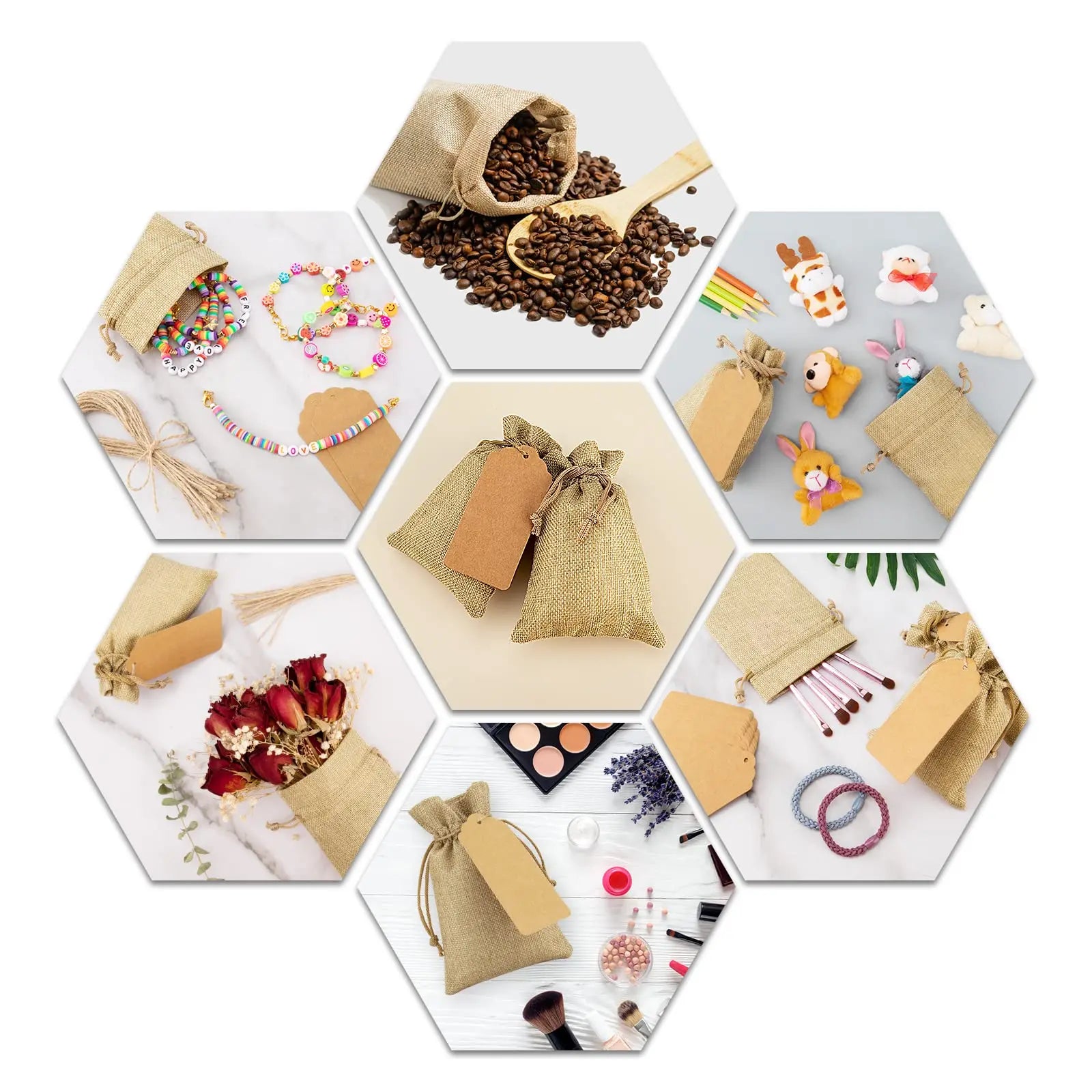 50/100Pcs Burlap Linen Drawstring Bag Jute Gift Bag Jewelry Packaging Organizer Storage Bag Party Favor Party Candy Bags - Kaiju Mafia