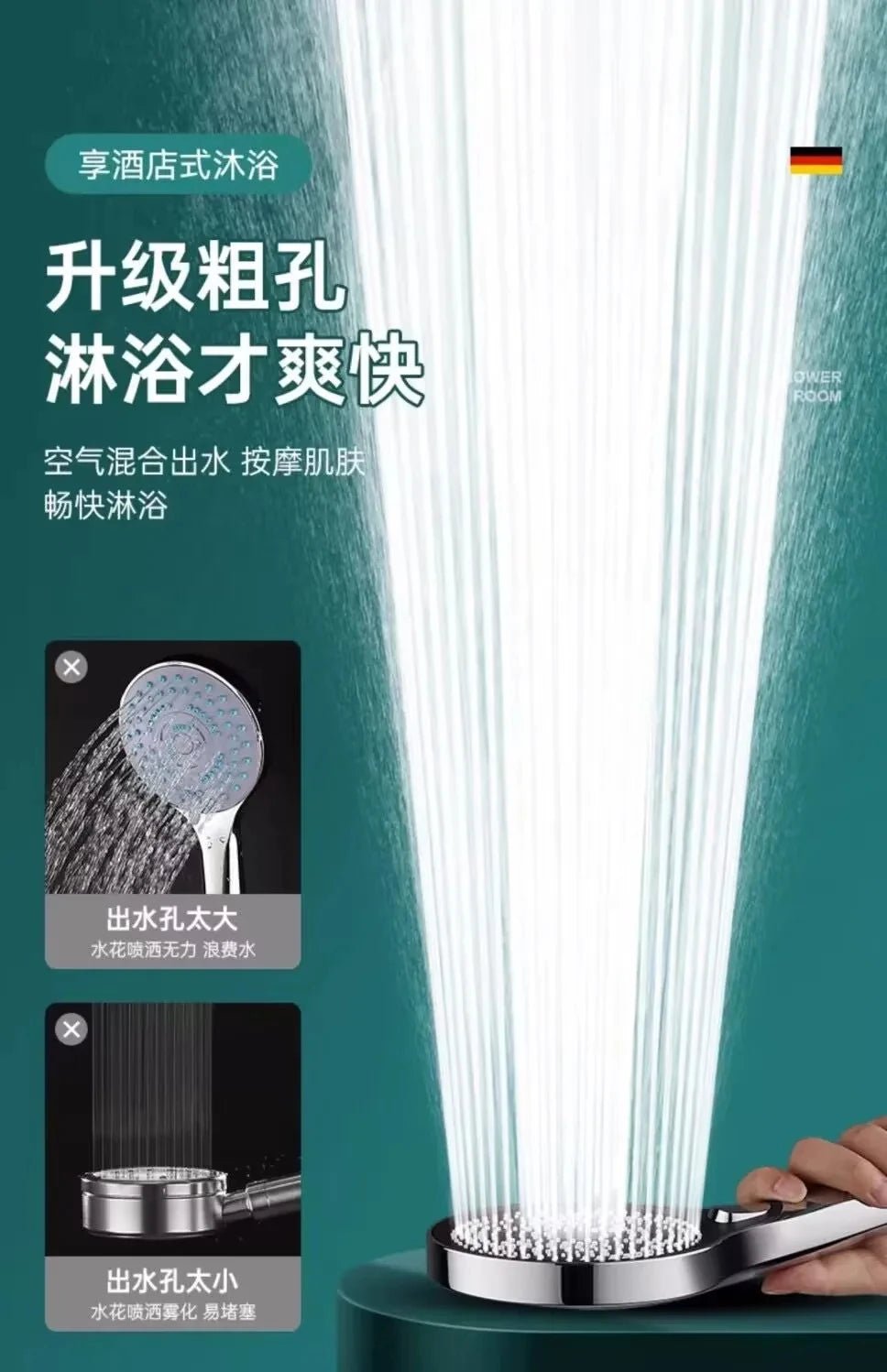 High Pressure Shower Head with Filter - 13CM Large Panel, 3 Modes - Kaiju Mafia