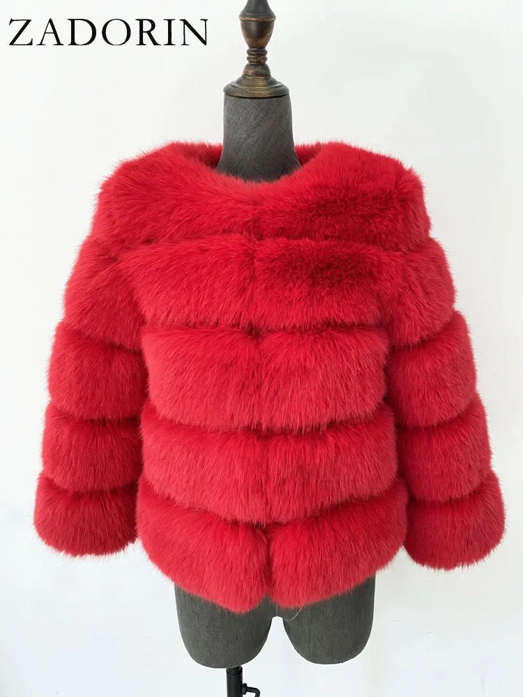 Elegant Black & White Fluffy Faux Fur Coat - Sizes S-6XL - Kaiju Mafia