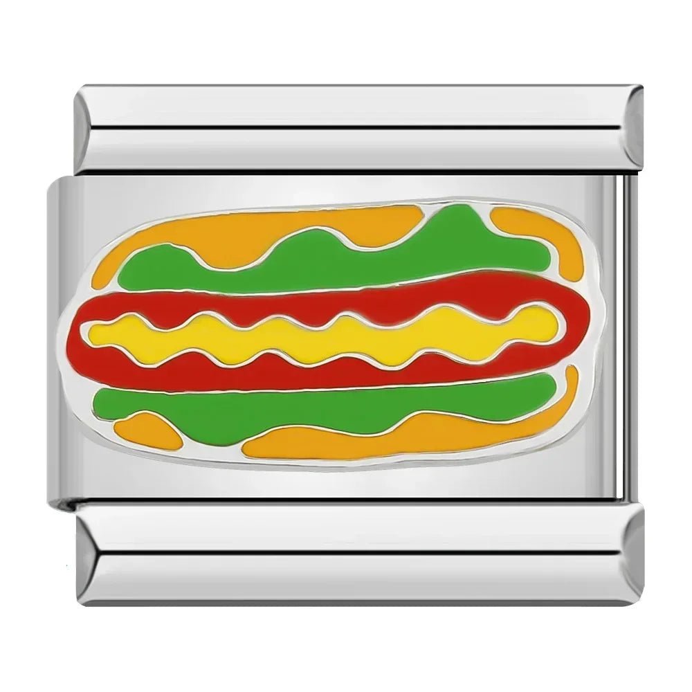 Hapiship 2022 New Fashion Food Hamburger Ice Cream Charm Italian Links Fit 9mm Bracelet Stainless Steel Jewelry DIY Making DJ585 - Kaiju Mafia