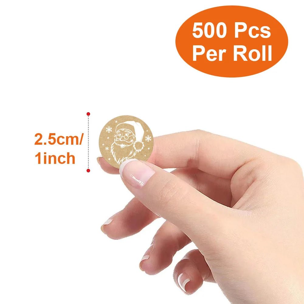 100 - 500pcs Kraft stickers Christmas Gift Decoration Sticker for Package Stationery stickers Festival happy decoration Seal Label - Kaiju Mafia