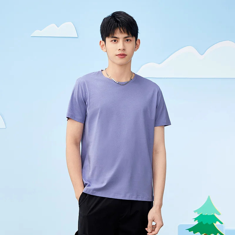Semir Summer Cotton T Shirts Men 2025 Simple O Neck Stretch Solid New Tops Clothing Casual Tshirt Man Streetwear Cool Tee Shirts