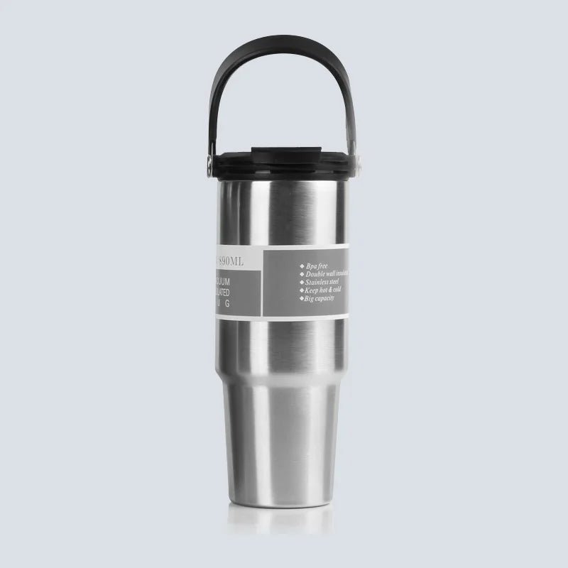 30oz Tumbler with Handle Lid Stainless Steel Insulated Vacuum Cup Leakproof Water Bottle Iced Car Coffee Mug for Travel Sport - Kaiju Mafia