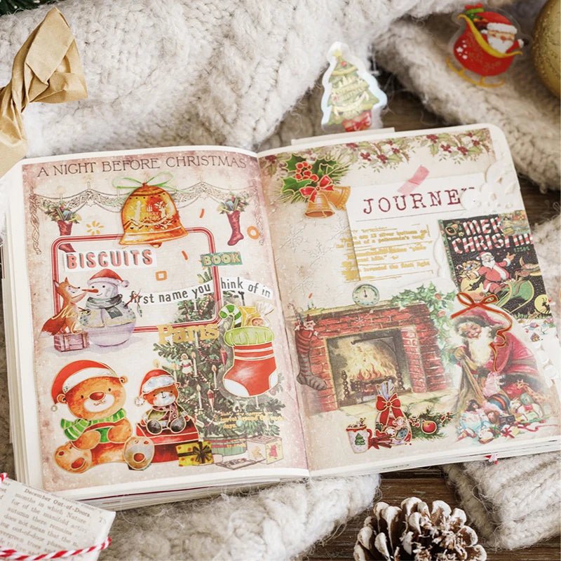 30pcs/pack Christmas Series Bronzing Craft Sticker DIY Vintage Festival Scrapbooking Material Label Diary Junk Journal Planner - Kaiju Mafia