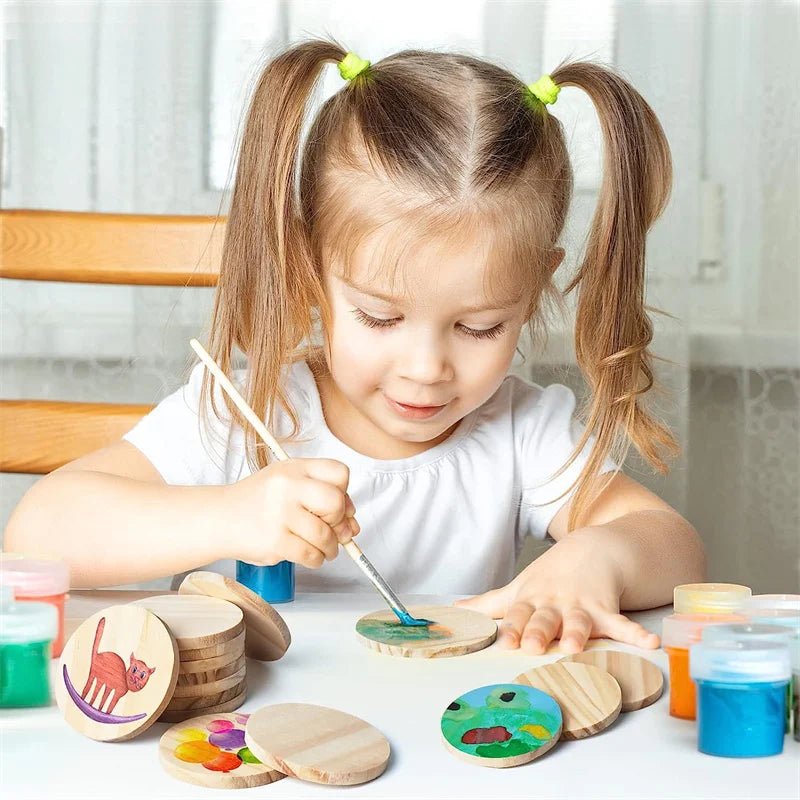 1.5cm - 3.5cm Wood Circles Round Discs Unfinished Slices Blank Wooden Ornaments for DIY Crafts, School Projects, Decorations - Kaiju Mafia