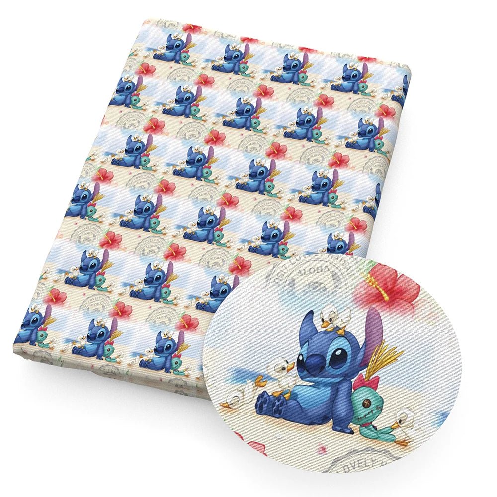 Disney Lilo And Stitch 50*145cm Polyester Cotton Fabric Sewing Quilting Fabric Needlework Material DIY Handmade - Kaiju Mafia