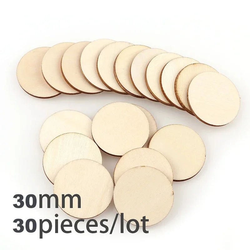 3mm Thickening 2 - 100Pcs 1cm - 10cm Unfinished Round Wood Slices DIY Crafts Wooden Circle Discs for Painting Wedding Ornament Decor - Kaiju Mafia