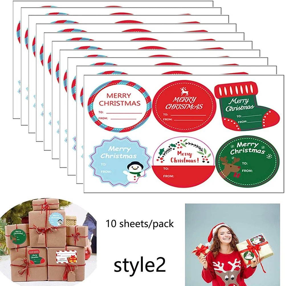 10 Sheets/Pack Merry Christmas Sticker DIY Festival Party Cards Gift Packaging Baking Decoration Label Stickers Stationery - Kaiju Mafia