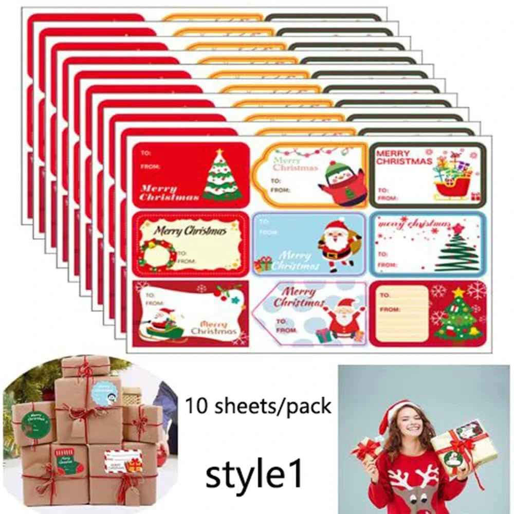 10 Sheets/Pack Merry Christmas Sticker DIY Festival Party Cards Gift Packaging Baking Decoration Label Stickers Stationery - Kaiju Mafia