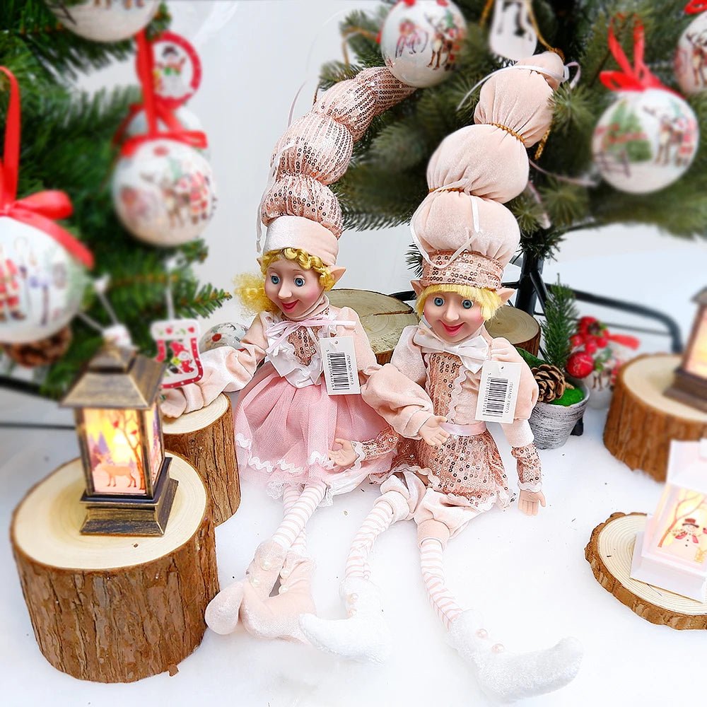Elf Couple Navidad New Year Xmas Gifts for Kids Plush Dolls Toys Christmas Tree Pendant Drop Ornaments Hanging Decoration - Kaiju Mafia
