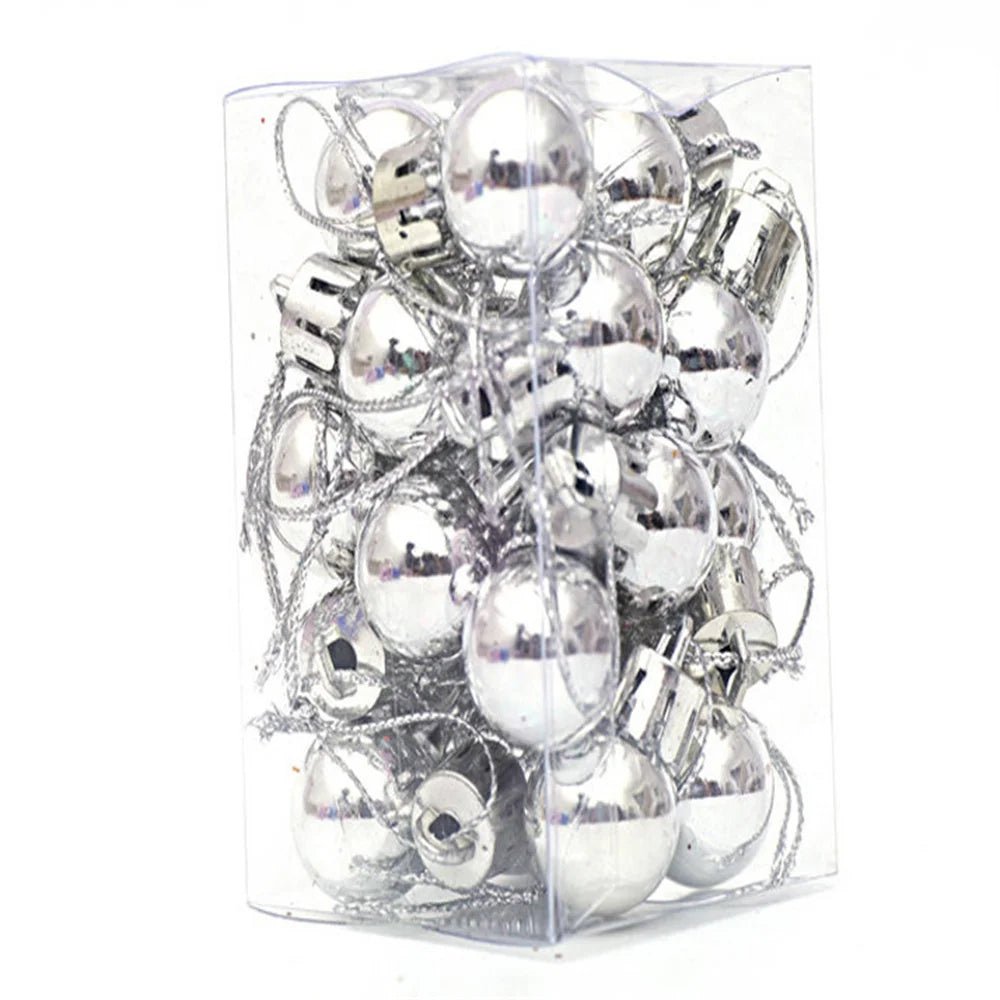 24pcs/Box 2cm Mini Christmas Ball Pendant Xmas Party Hanging Ball Ornament Shopping Mall Ceiling Christmas Tree Decorations - Kaiju Mafia