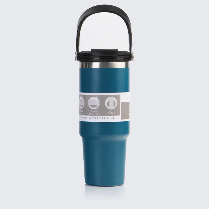 30oz Tumbler with Handle Lid Stainless Steel Insulated Vacuum Cup Leakproof Water Bottle Iced Car Coffee Mug for Travel Sport - Kaiju Mafia