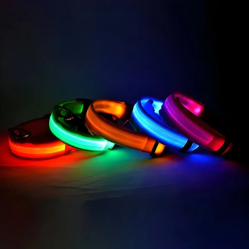 LED Glow Safety Dog Collar - Luminous Nylon Leash