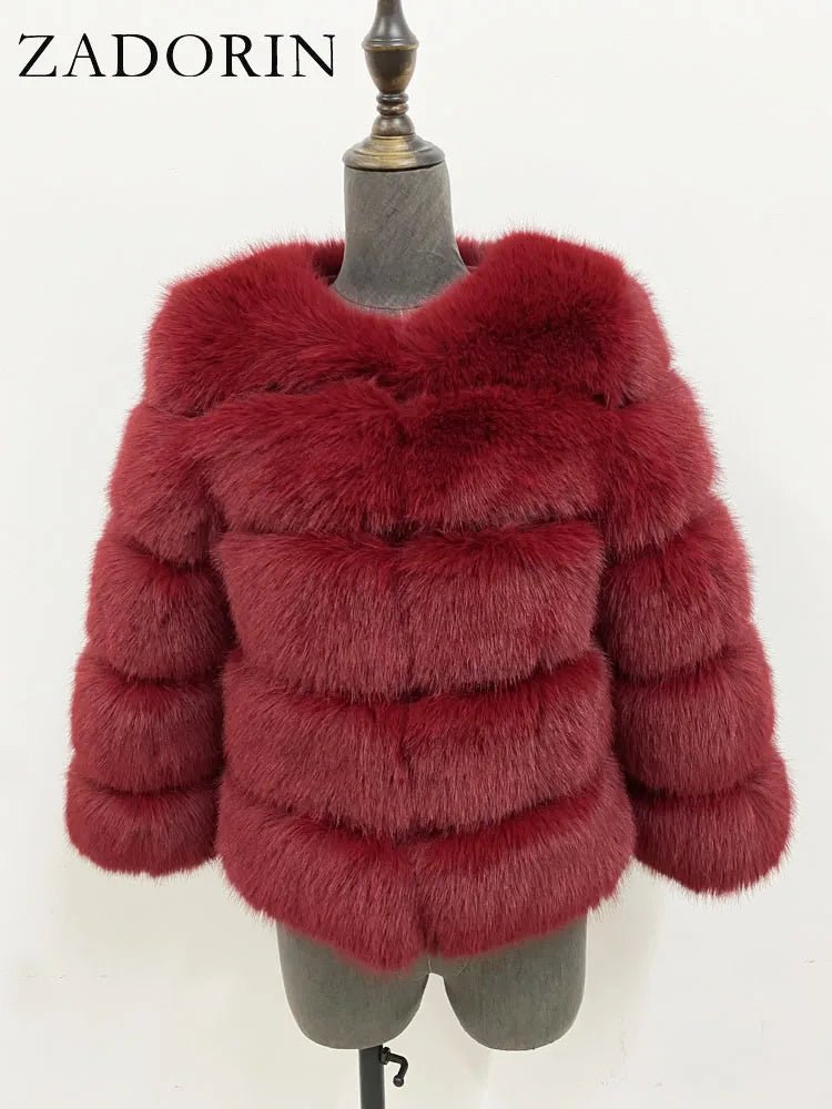 Elegant Black & White Fluffy Faux Fur Coat - Sizes S-6XL - Kaiju Mafia