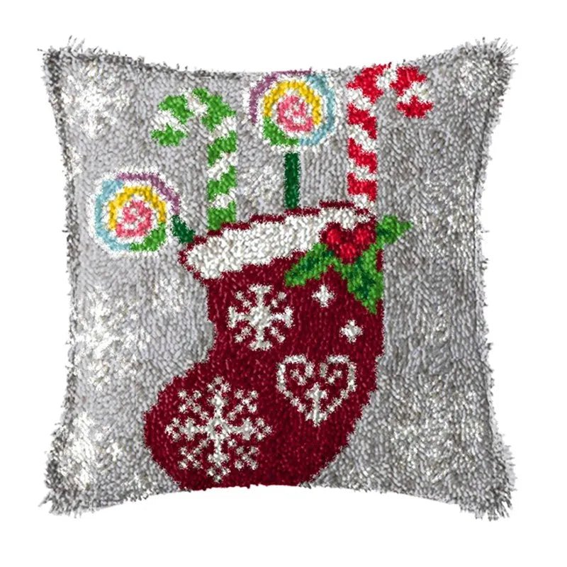 Snowman Elk Christmas Latch Hook Kits Smyrna Pillowcase Knot Pillow Package Latch Hook Kit Set For Needlework Embroidery Cushion - Kaiju Mafia