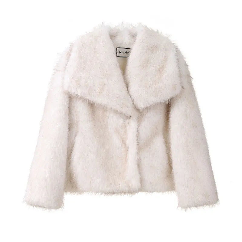 luxury fluffy fur coat for women