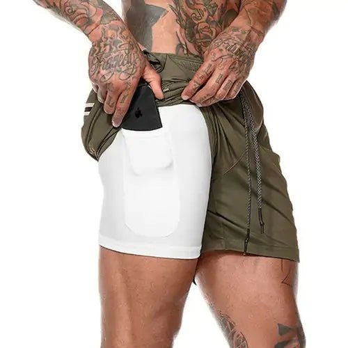 Men 2 in 1 Running Shorts Jogging Gym Fitness - Kaiju Mafia