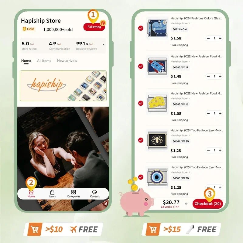 Hapiship 2024 Top Fashion Eye Moon Star Fish Spider Poker Queen Charm Italian Links Fit 9mm Bracelet Making DIY Jewelry DJ854 - Kaiju Mafia