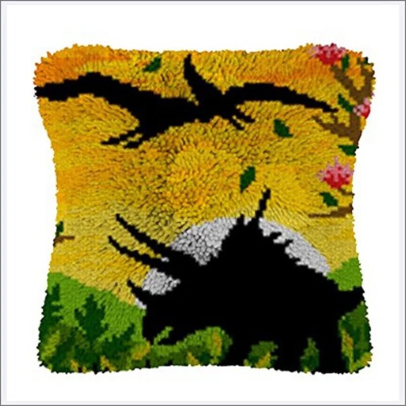 Snowman Elk Christmas Latch Hook Kits Smyrna Pillowcase Knot Pillow Package Latch Hook Kit Set For Needlework Embroidery Cushion - Kaiju Mafia