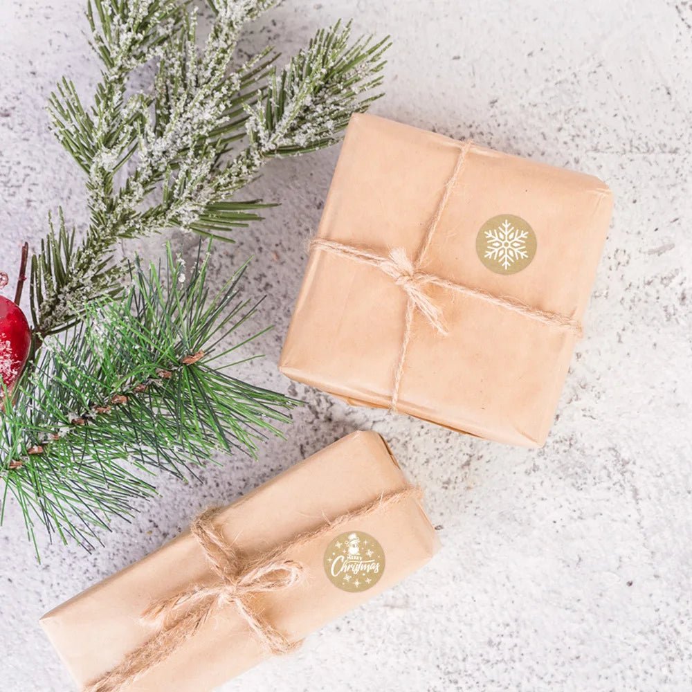 100 - 500pcs Kraft stickers Christmas Gift Decoration Sticker for Package Stationery stickers Festival happy decoration Seal Label - Kaiju Mafia