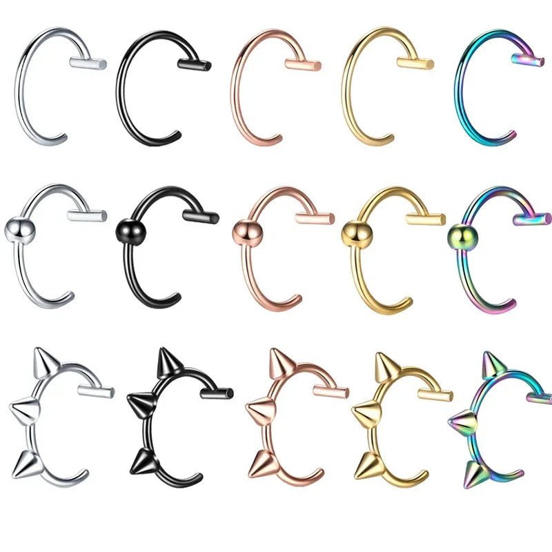 1Pc Stainless Steel Fake Nose Ring Hoop Septum Rings C Clip Lip Ring Earring Fake Nose Piercing Women Body Jewelry Non - Pierced - Kaiju Mafia