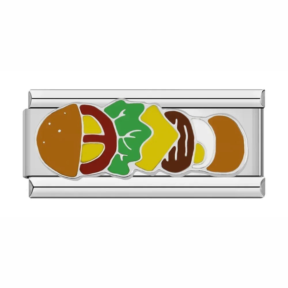 Hapiship 2022 New Fashion Food Hamburger Ice Cream Charm Italian Links Fit 9mm Bracelet Stainless Steel Jewelry DIY Making DJ585 - Kaiju Mafia