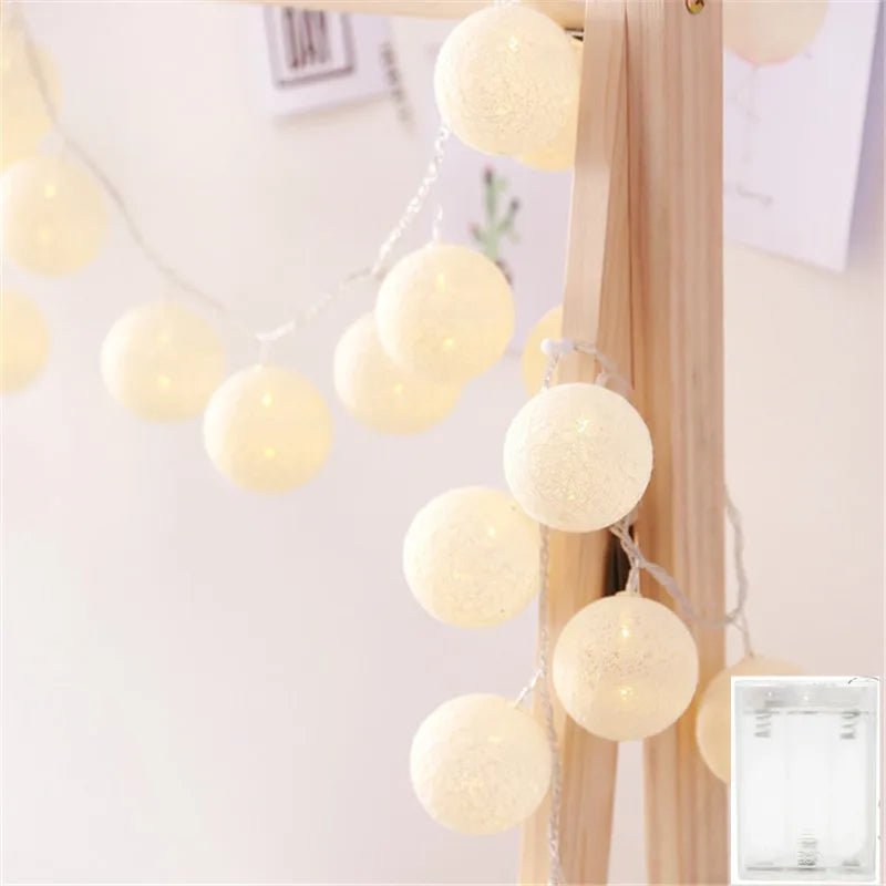 10/20/40 LED Cotton USB Balls String Christmas Fairy Lights Novelty Lamp Chain for Home Outdoor Garland Wedding Party Decoration - Kaiju Mafia