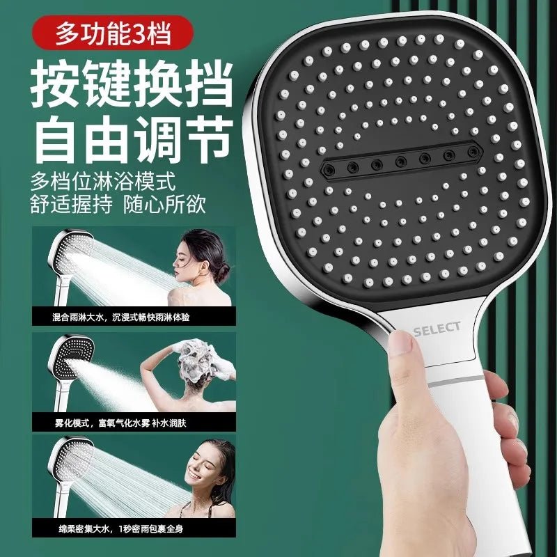 High Pressure Shower Head with Filter - 13CM Large Panel, 3 Modes - Kaiju Mafia