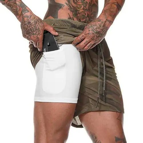 Men 2 in 1 Running Shorts Jogging Gym Fitness - Kaiju Mafia
