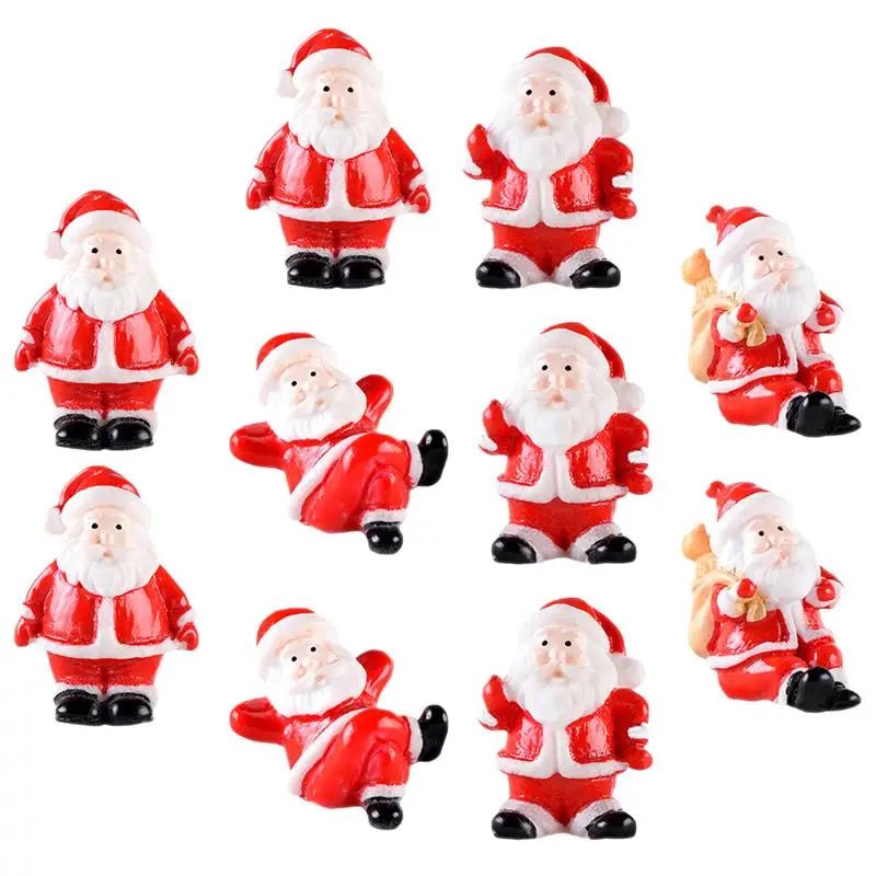 10pcs Xmas Miniature Snowman Figurines Miniature Christmas Figurines Miniature Decor Santa Claus Micro Landscape Snow Decor - Kaiju Mafia