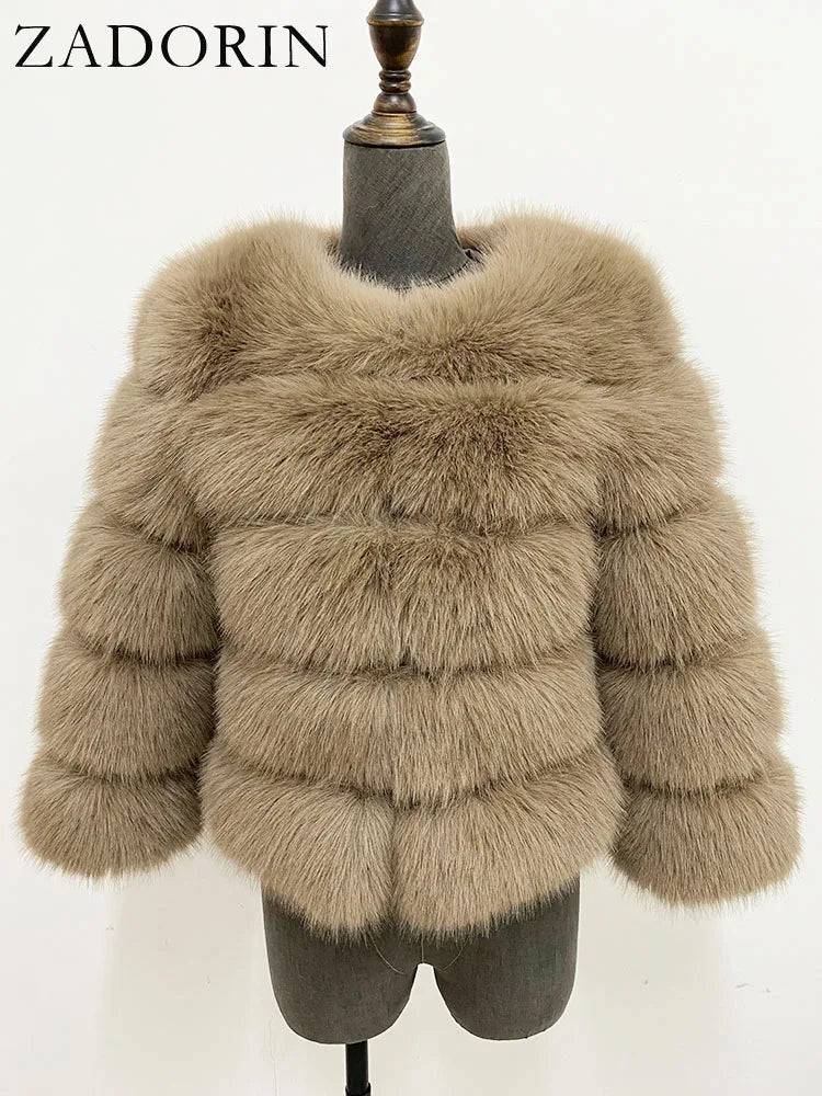 Elegant Black & White Fluffy Faux Fur Coat - Sizes S-6XL - Kaiju Mafia