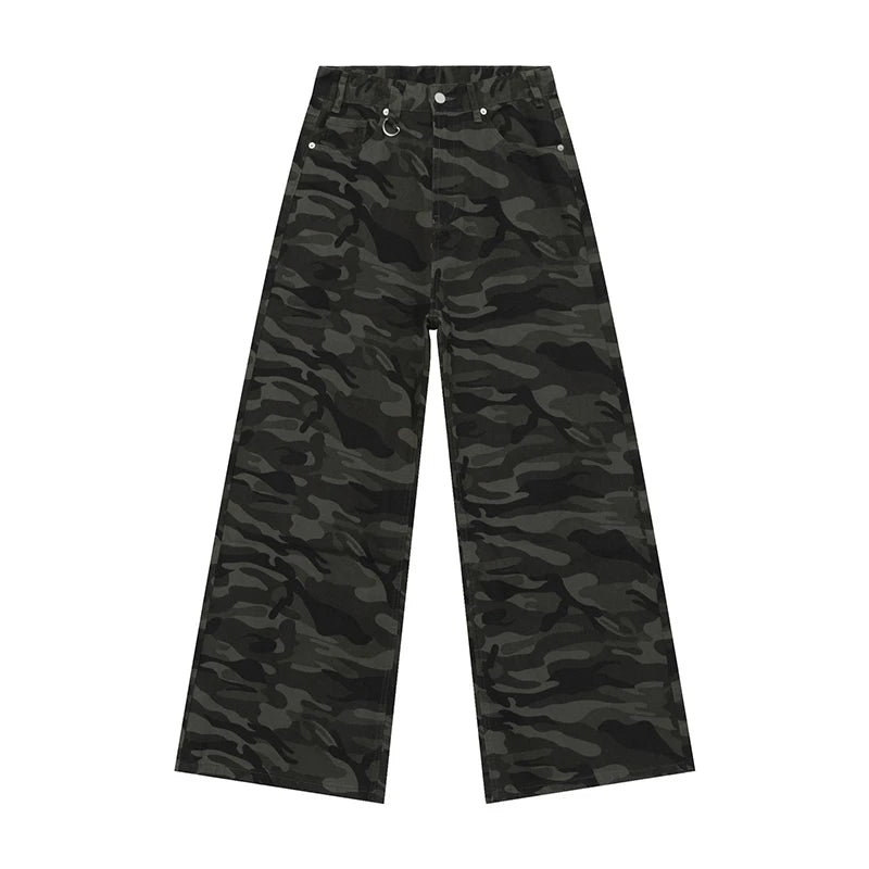 old blue washed denim pants in a relaxed fit, showcasing a vintage and casual style.
