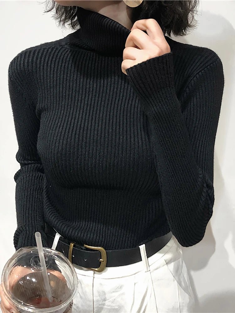 Womens Turtleneck Sweater 2024 Autumn Winter Tops - Slim Fit Pullover - Kaiju Mafia