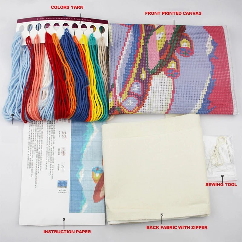 Unfinished DIY Embroidery Kit Pillow Cushion Case Christmas series Cross Stitch Set Needlework Handmade Sewing Craft 6CT - Kaiju Mafia