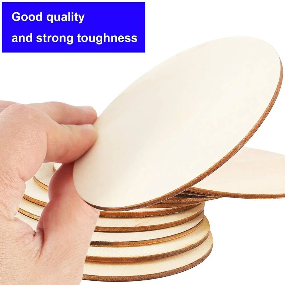 3mm Thickening 2 - 100Pcs 1cm - 10cm Unfinished Round Wood Slices DIY Crafts Wooden Circle Discs for Painting Wedding Ornament Decor - Kaiju Mafia