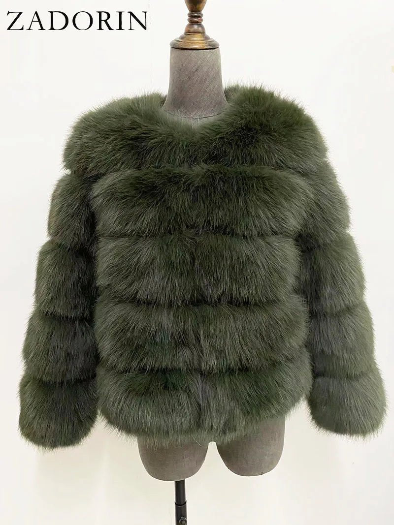 Elegant Black & White Fluffy Faux Fur Coat - Sizes S-6XL - Kaiju Mafia