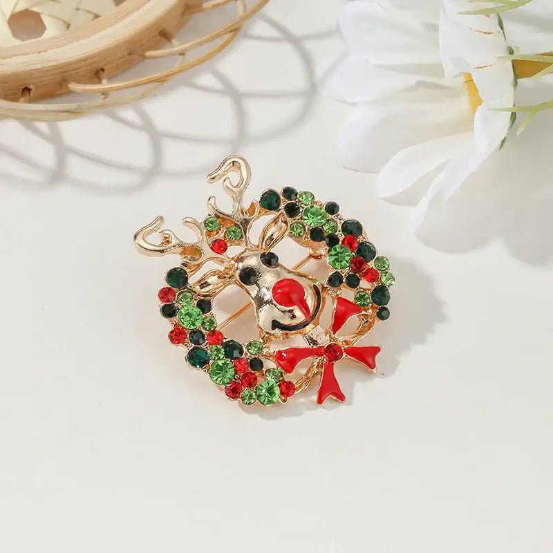 Christmas Rhinestone Brooch Pins - Kaiju Mafia