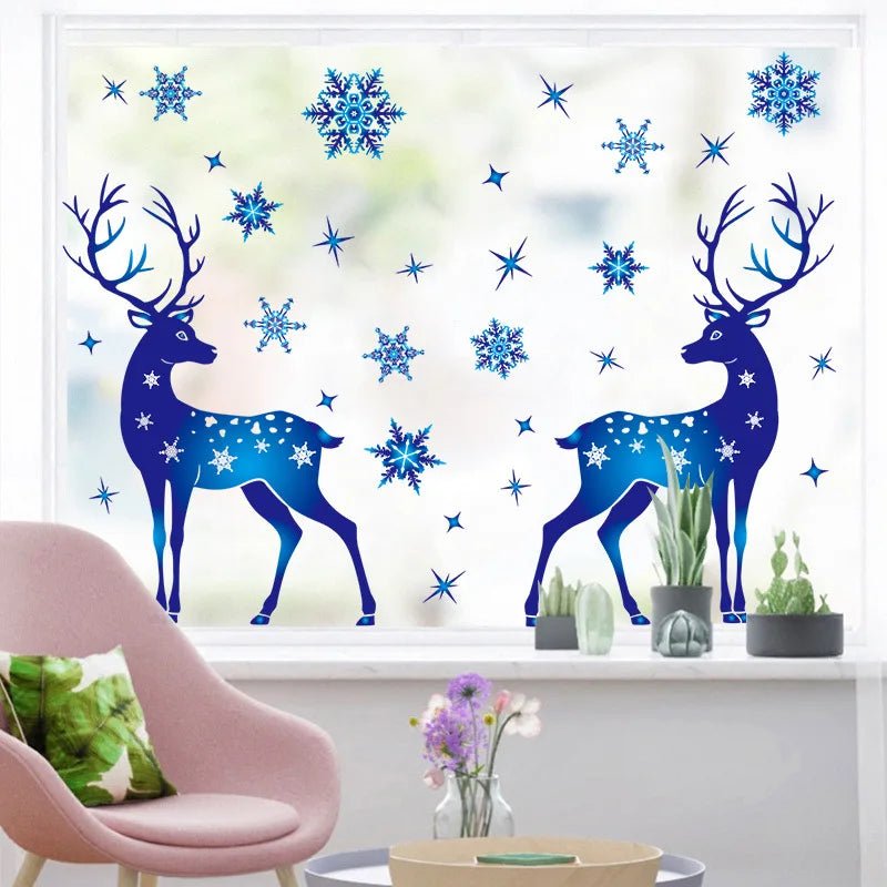 Christmas Snowflake Window Clings Stickers Santa Claus Reindeer Wall Glass Sticker Xmas Decorations Navidad 2023 Home Decor Noel - Kaiju Mafia
