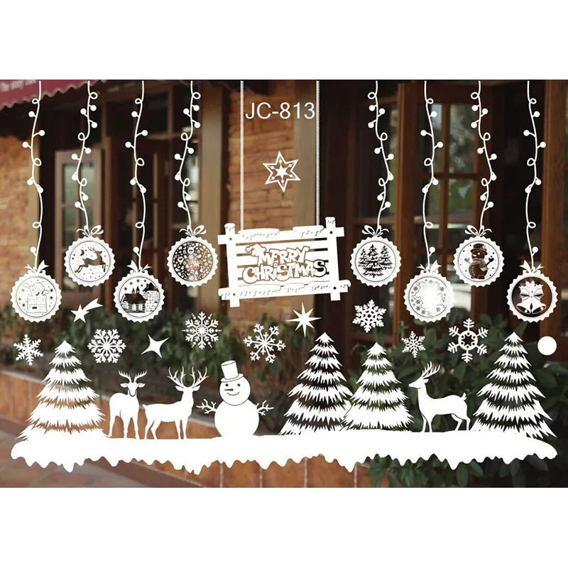 Christmas Snowflake Window Clings Stickers Santa Claus Reindeer Wall Glass Sticker Xmas Decorations Navidad 2023 Home Decor Noel - Kaiju Mafia