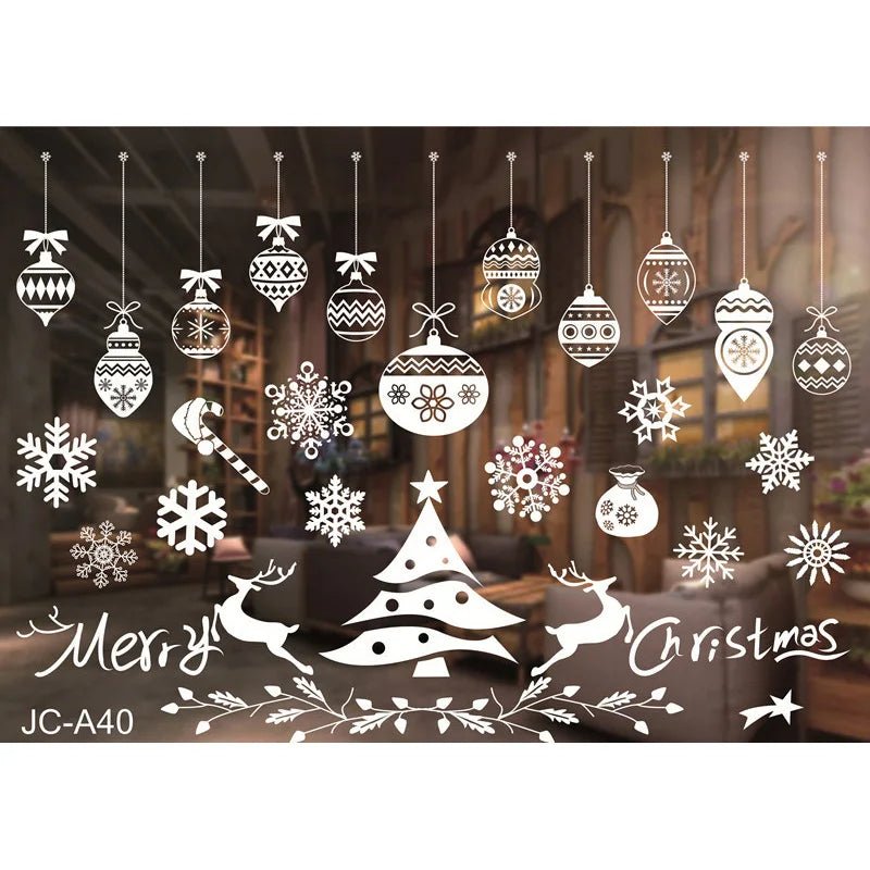 Christmas Snowflake Window Clings Stickers Santa Claus Reindeer Wall Glass Sticker Xmas Decorations Navidad 2023 Home Decor Noel - Kaiju Mafia